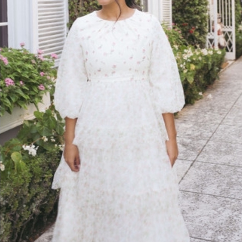 Dainty Jewells Cream and Pink Floral Long Sleeve Dress